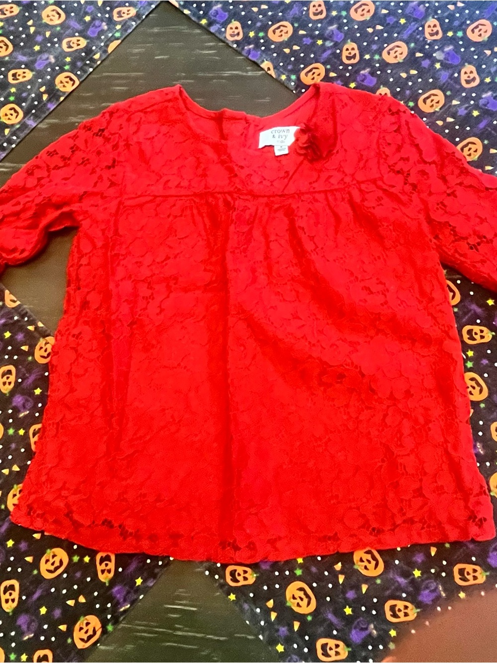 crown & ivy Red Lace Blouse
